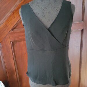 Talbots Black Sleeveless Pure Silk Womens Wrap Style Top Size 10